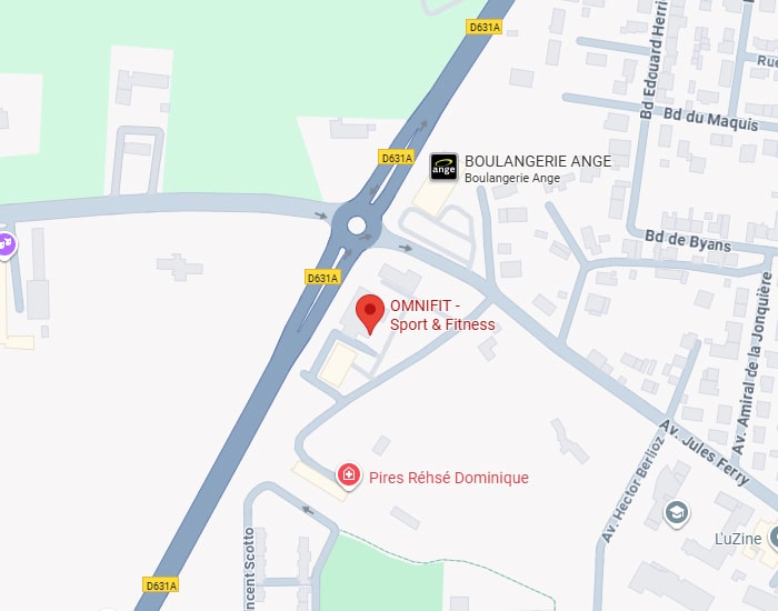 Carte D631A avec OMNIFIT Sport & Fitness, Boulangerie Ange, Pires Réhse Dominique. Rond-point, Bd de Byans, Av. Jules Ferry visibles.