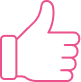 Icône de main avec pouce levé rose vif, un geste d'approbation ou de like. Symbole positif pour l'accord et la validation.